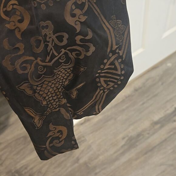 Shanghai Tang Black and Brown Relaxed Fit Pants - Picture 3 of 8